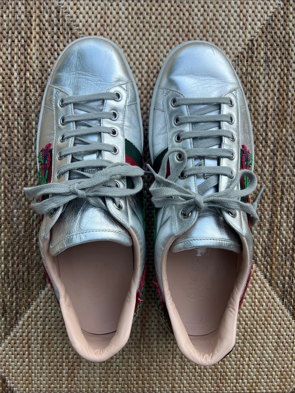 Gucci Ace Embroidered Silver Dragon
